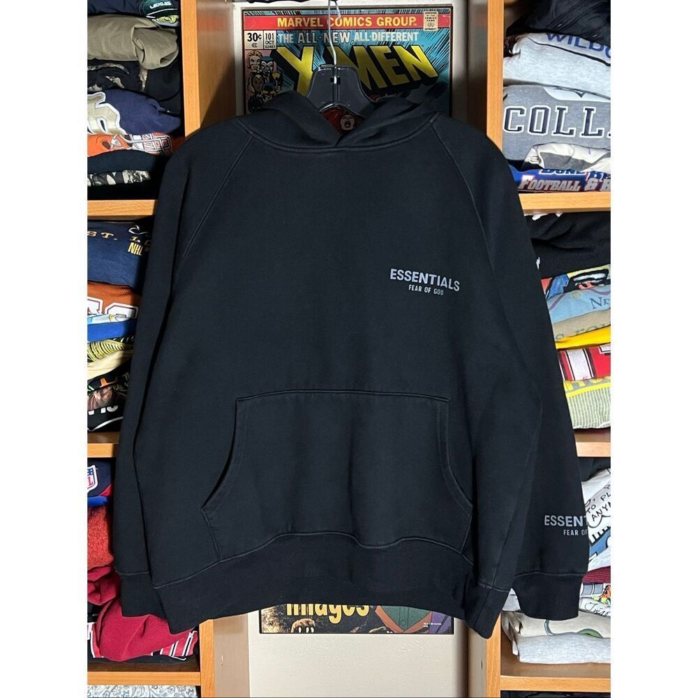 Essentials Fear Of God Black Oversized Hoodie